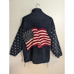 Bear Ridge Outfitters Patriotic Sherpa Fleece Jacket USA 250 Flag Blue L Unisex